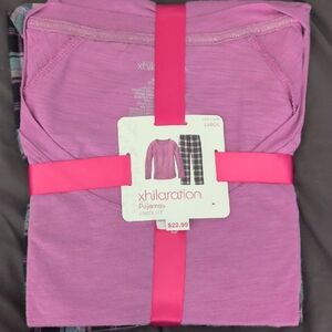 Xhilaration Pink Pajama Set with Plaid Pants